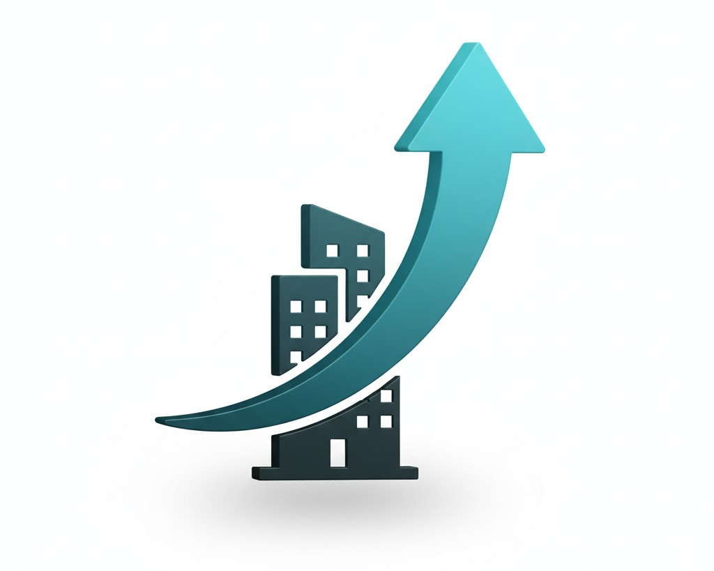 A 3D icon of a house with a fast-forward symbol, representing the high market demand and quick absorption rate for properties in Hebbal.