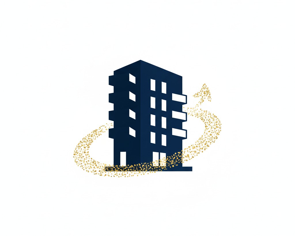 An elegant 3D icon of a building with an upward-curving arrow, symbolizing the high projected rental growth in North Bangalore.