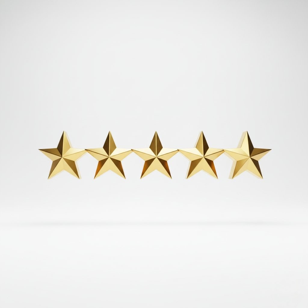 A 3D icon of a five-star emblem, symbolizing Embassy Group's excellence in the luxury hospitality sector.